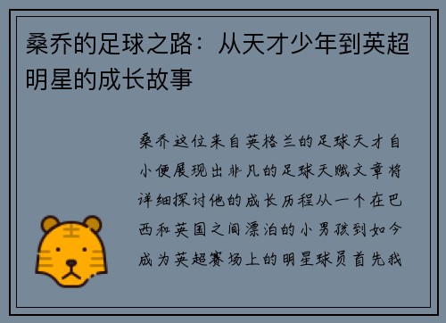 桑乔的足球之路：从天才少年到英超明星的成长故事
